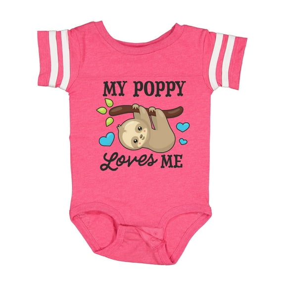 Inktastic My Poppy Loves Me with Sloth and Hearts Boys or Girls Baby Bodysuit