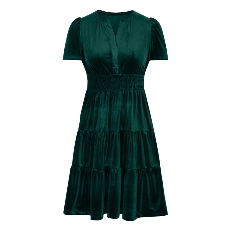 green emerald velvet dress Charlie Forest Green Velvet Wrap Style Midi Dress