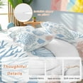 thumbnail image 4 of Summer Ocean Life Duvet Cover Set California King Size Marine Coral Starfish Lines Soft Lightweight Comforter Covers 4 Piece Bedding Set with 1 Duvet Cover 1 Bed Sheet & 2 Pillow Shams, 4 of 8