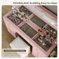 thumbnail image 4 of 11 Drawers Vanity Desk, Makeup Vanity with Power Outlet, Vanity Table with Mirror and LED Bulbs, 3 Color Lighting Modes, Glass Top, Dressing Table for Bedroom, 4 of 7