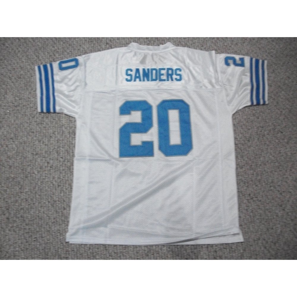 Barry Sanders Jersey 20 Detroit Unsigned Custom Stitched White