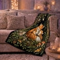 thumbnail image 6 of Enchanted Forest Fox Family Woodland Night Scene Tender, Festive Holiday Scene, Warm Flannel Blanket for Cabin and Lodge, Art Lovers Christmas Gift, Festive Home Decor, 6 of 9