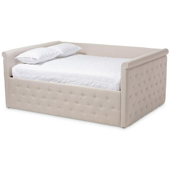 Bowery Hill Tufted Queen Daybed in Light Beige