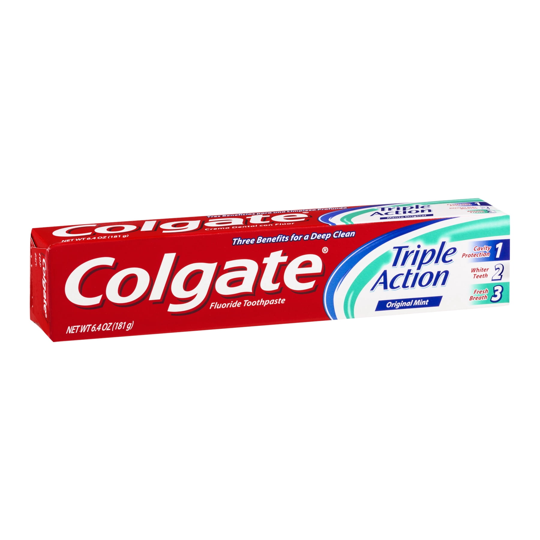 Colgate Triple Action Toothpaste, Original Mint, 6.4 Ounces Tube