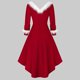 thumbnail image 1 of ICHUANYI Clearance Women's Fashion Casual Christmas Dress Color Matching Long Sleeve Evening Dress Long Sleeve V-neck Dress(Red, M) ICHUANYI WER2023081510017, 1 of 3