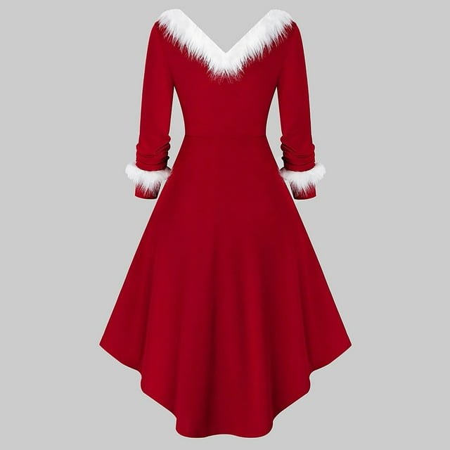 Fankiway Liquidation Robes à Manches Longues Mode Décontractée de Noël Robe de Soirée à Manches Longues Col en V Robes pour Femmes Grande Taille Liquidation