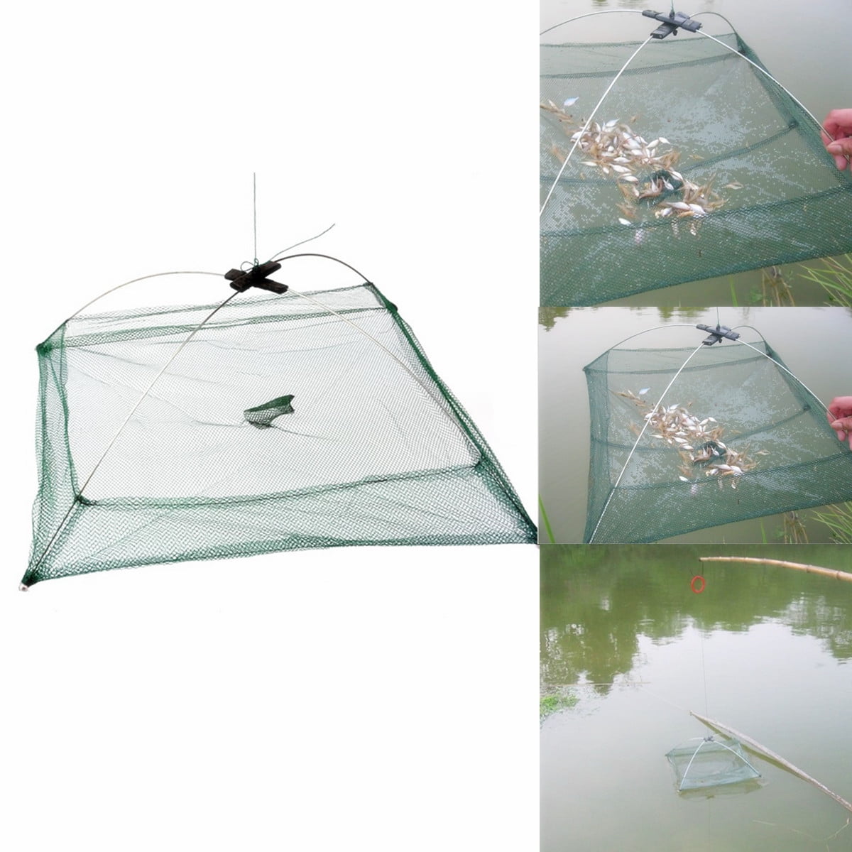 60cm Folded Fishing Net Small Fish Shrimp Minnow Crab Baits Cast Mesh Cage Trap