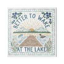 Stupell Industries Wake at Lake Phrase Nature Painting Gallery Wrapped Canvas Print Wall Art, 17 x 17