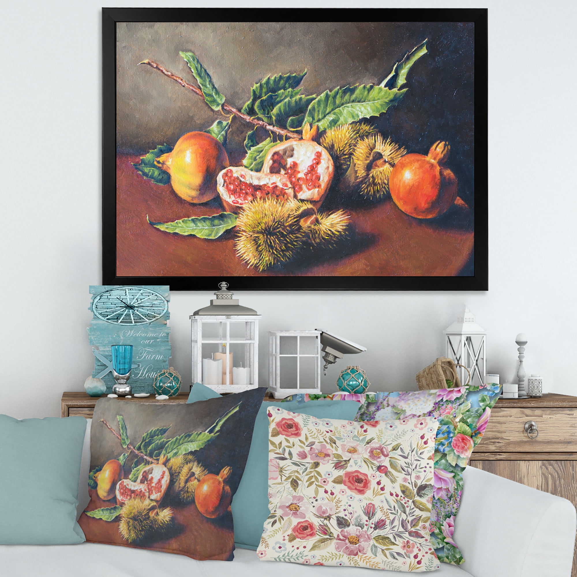 Designart 'Ancient Still Life of Orange Fruits' Traditional Framed Art Print