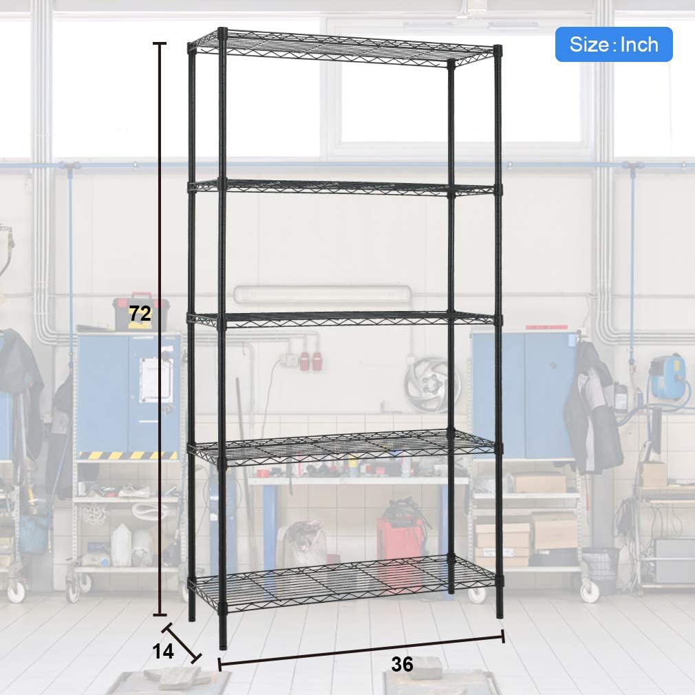 BestOffice 5-Tier Wire Shelving Unit, 36x14x72 Inches photo 2