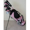 Ladies Complete Golf Club Set Right Handed Graphite Shafted Clubs Lady Driver, Fairway Wood, Hybrid, Irons, Putter & Womens Bag Pink Color