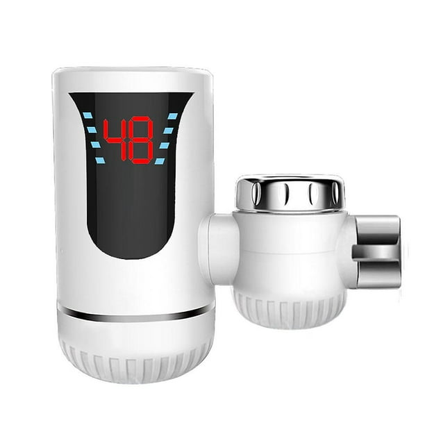 3kw 220v Calentador de agua instantáneo Grúa Pantalla de temperatura Calentador de agua Agua caliente eléctrica Calefacción sin tanque Baño Cocina Grifo con enchufe de la UE (blanco) Sincero Hogar