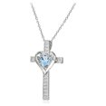 thumbnail image 2 of Sterling Silver Blue Topaz and White Topaz Heart Cross Birthstone Pendant Necklace, 2 of 4