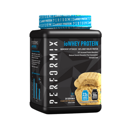 Performix iO Whey Protein, 100% Whey Isolate Protein, Peanut Butter Cookie Flavored Powder, 1.7 (Best Peanut Butter Flavored Protein Powder)