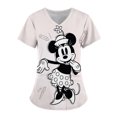 thumbnail image 3 of Uniforme de enfermera para mujer, camiseta de manga corta con cuello en V y estampado de Mickey Mouse de Disney, uniforme de enfermera de trabajo con bolsillos, 3 of 5