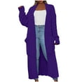thumbnail image 2 of Meichang Womens Long Cable Knit Cardigan Chunky Open Front Duster Cardigan with Pockets Long Sleeve Fall Winter Maxi Knit Sweater Cardigans Outerwear Purple XL, 2 of 7