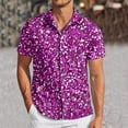thumbnail image 2 of Telankuip Men's Mardi Gras Sequin Printed Shirts Short Sleeve Lapel Button down Sparkly 70s Disco Outfits Casual Thin Comfy Shiny Wedding Carnival Party Clubwear Tops Hot Pink M, 2 of 5