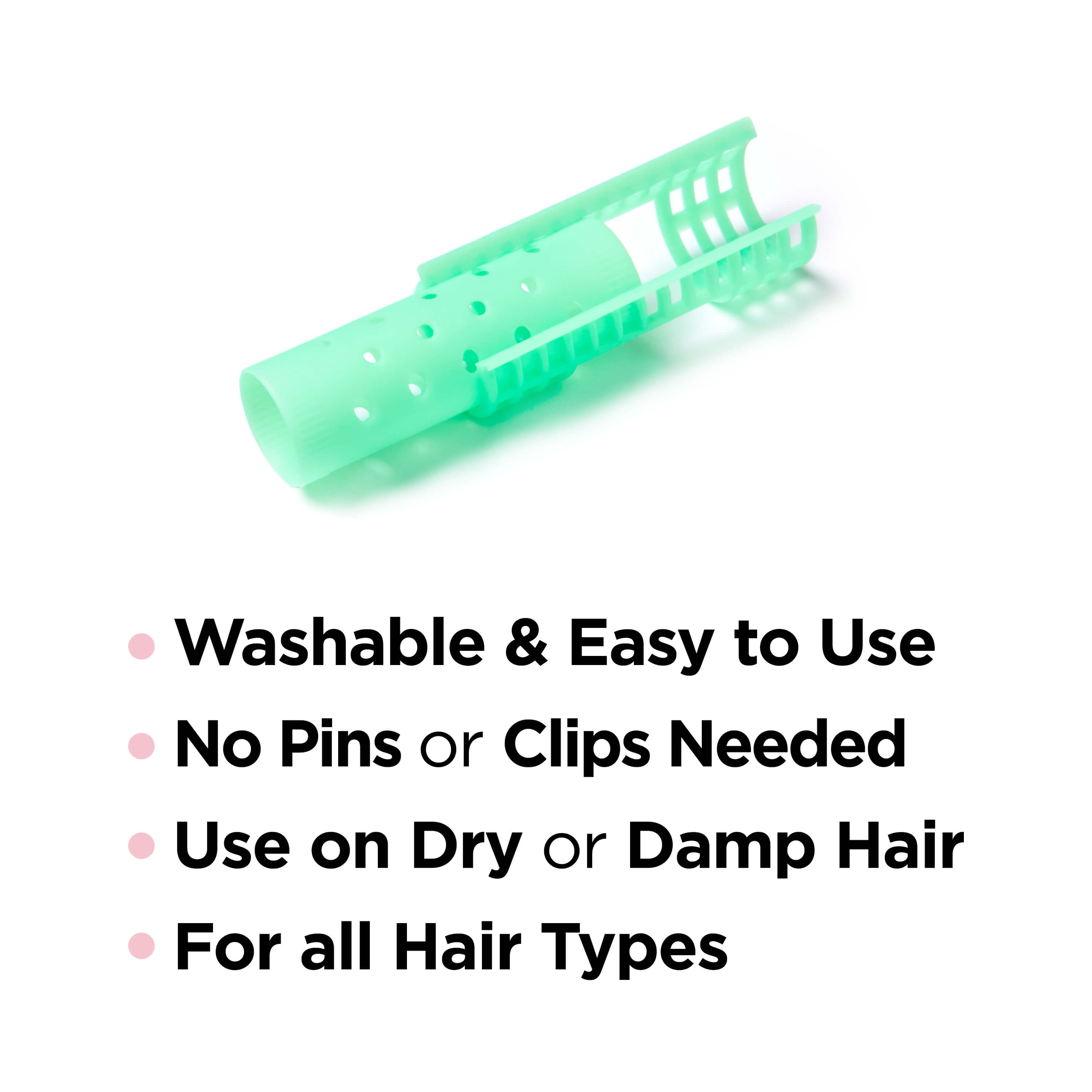 KISS Colors & Care Magnetic Snap On Hair Roller, 7/8", Large, 10 Piece Set, Green