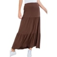 thumbnail image 2 of Pastel by Vivienne Women's Solid Tiered Maxi Skirt Plus Size Brown X-Large, 2 of 4