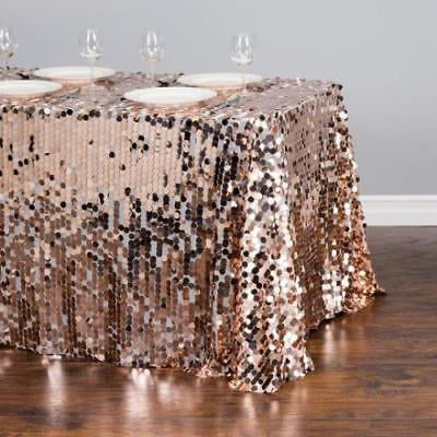 88 x 130 in. Rectangular Payette Sequin Tablecloth Blush Pink