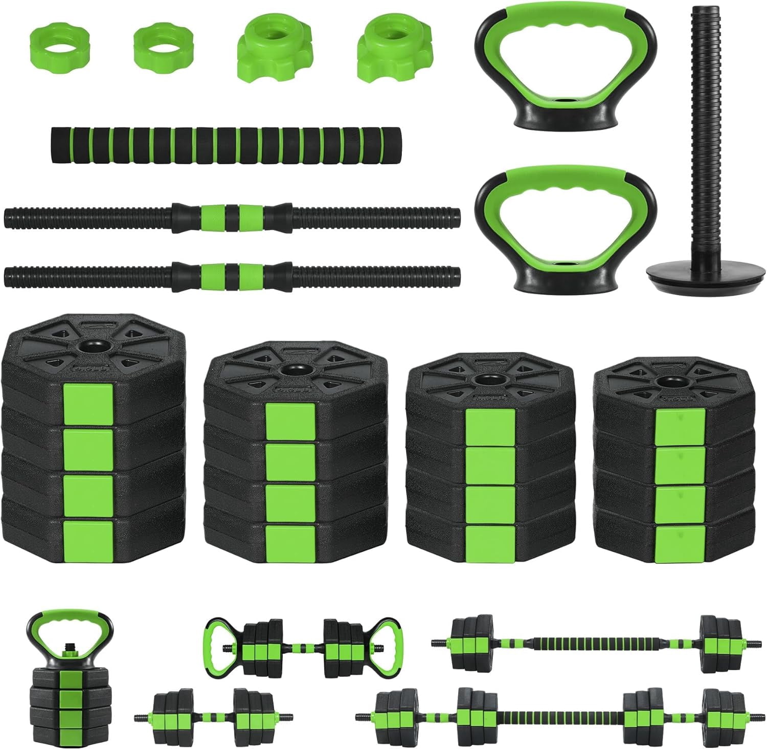 Adjustable Dumbbell Set, 44/66/88Lbs Free Weight Set with Connector, 4 in 1 Gym Set Used as Kettlebell, Dumbbell, Push up Stand, Weight Plate, Home Gym Weight Dumbbells Set, Fitness Exercises