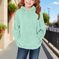 thumbnail image 2 of Yutgune Girls' Plush Fleece Hoodie, Solid Long Sleeve Warm Pullover Sweatshirt with Pocket, Sizes 4-13 Years, 2 of 9