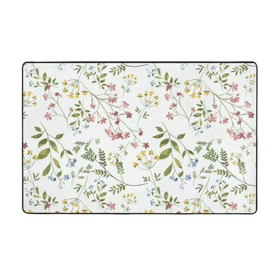 Area Rugs For Living Room Decor - Aerial Flora Anti Slip Throw Washable Rugs 3x5 For Bedroom, Soft Indoor Carpet For Bedroom Living Room 60x39In