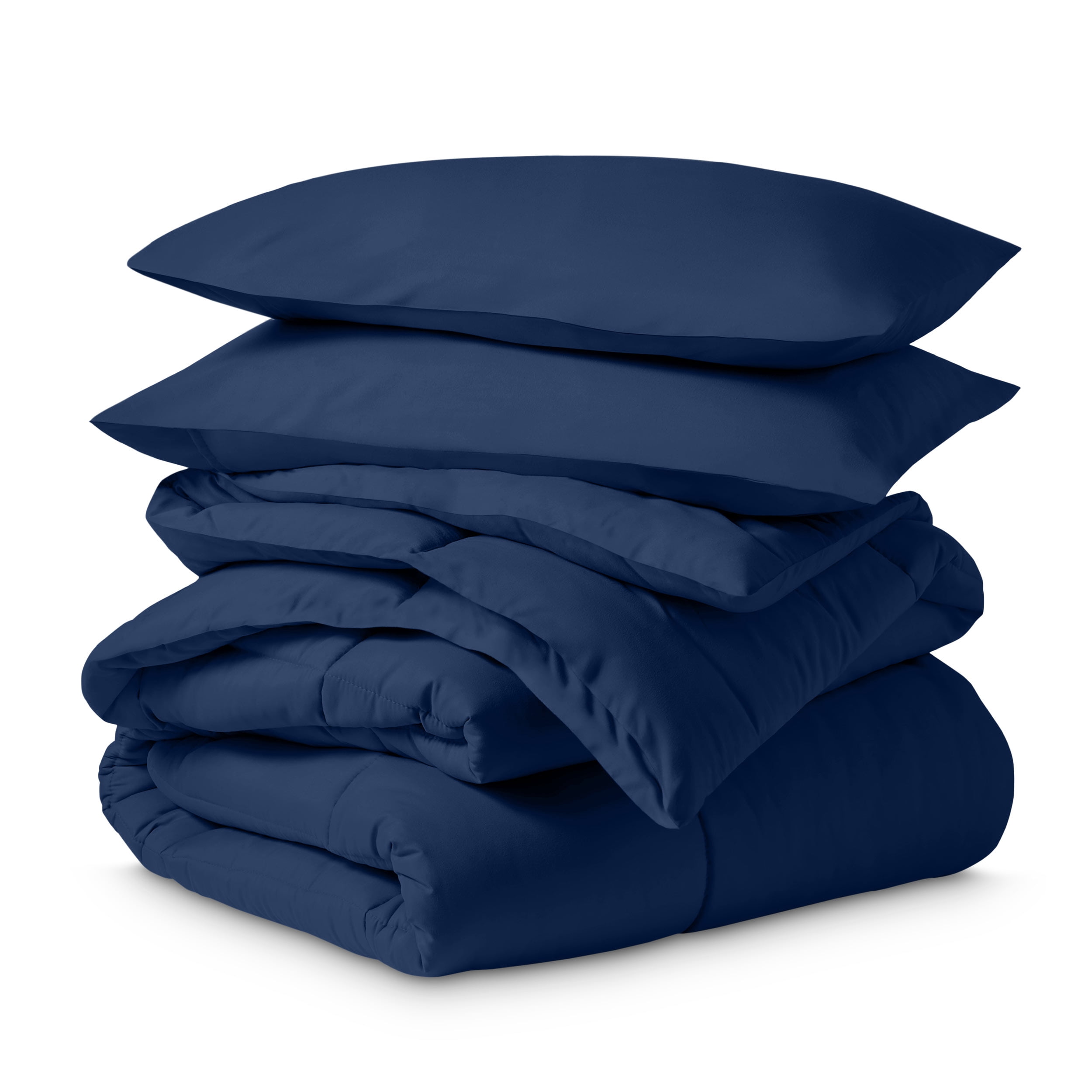Ivy Union Comforter Set - Diamond Stitch - Easy Care Ultra - Soft Microfiber - All Season Warmth - Bedding Comforter Set - Full - Dark Blue