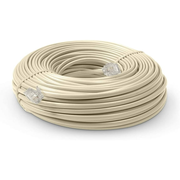 THE CIMPLE CO - 100 FT Feet Modular Phone Line Cord - High Quality 2 Conductor - Ivory - 1 Pack