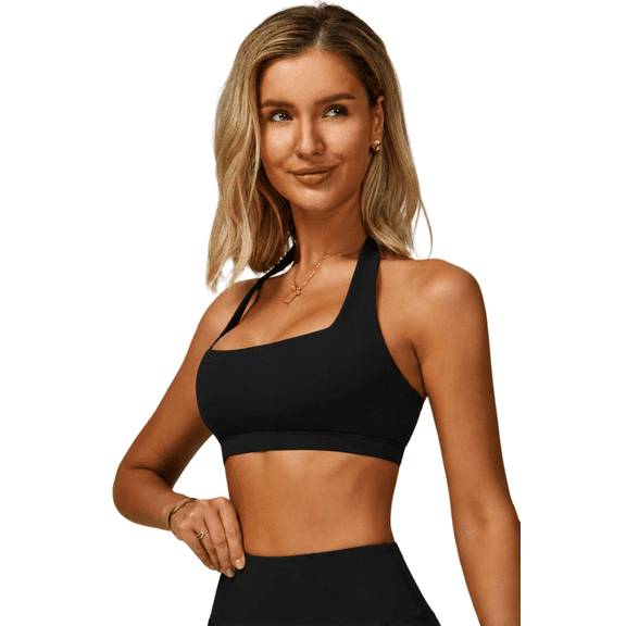 Feekit Women's Square Neck Sports Bra Tank Top, Stretch Yoga Crop Vest, Fitted Workout Athletic Top for Gym, Running and Lounge