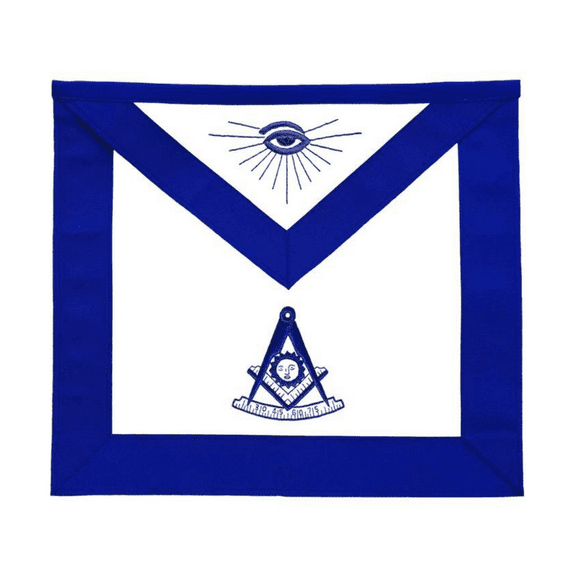 Past Master Blue Lodge Apron – Royal Blue Grosgrain Ribbon, Masonic Regalia with Adjustable Belt