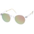 thumbnail image 2 of sunglassLA Unisex Clear Frame Metal Temple Color Mirror Flat Lens P3 Round Sunglasses 49mm (Clear-Gold / Pink Mirror) - 49mm, 2 of 4