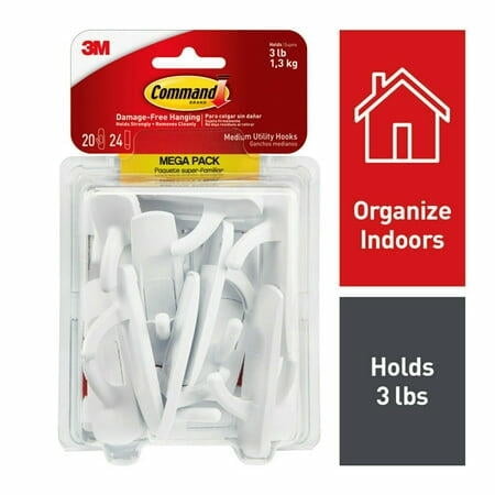 Command 17001-MPES Utility Hooks, Medium, 20-Pk. - Quantity 2