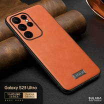 Nalacover Slim Case for Samsung Galaxy S23 Ultra, Business Premium PU Leather Soft TPU Lens Camera Protection Shockproof Non-Slip Cover for Samsung Galaxy S23 Ultra, Orange