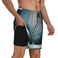 thumbnail image 2 of Sigee Winter Rabbit Print Mens Swim Trunks with Compression Liner Quick Dry Swim Stretch Beach Shorts with Pockets,S-3XL, 2 of 7