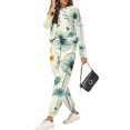 thumbnail image 4 of Wutalume Women's 2-Piece Printed Sweatsuit Set, Round Neck Long Sleeve Shirt and Floral Print Joggers with Pockets, Vintage Style Outfit,Mint Green L, 4 of 5