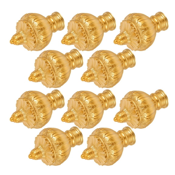 Soimiss 10pcs Round End Cap Curtain Rod Plastic Golden Elegant Design Home Decor