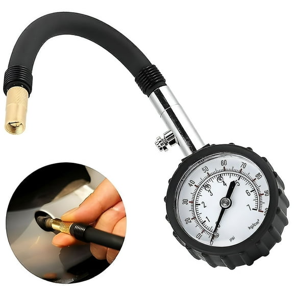 GJX Tire Pressure Tester Car Tire Pressure Gauge Monitoring Tire Pressure Gauge with Flexible Air Hose for Car, Bicycle and Motorcycle