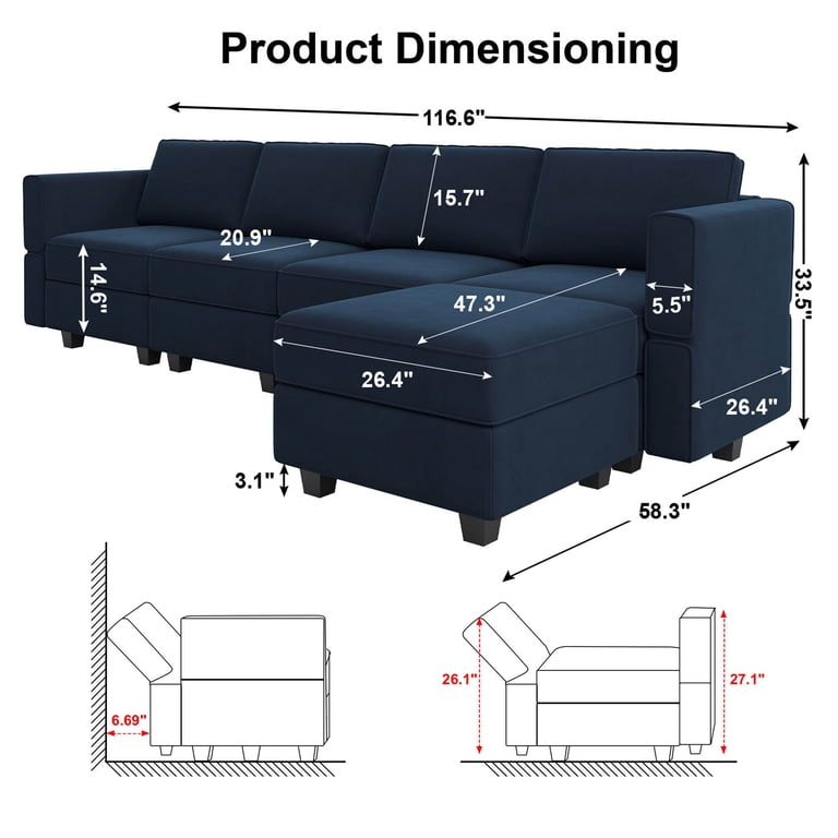 4 Seater L Shaped Sofa Dimensions | Baci Living Room