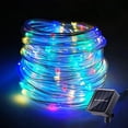 thumbnail image 1 of Guirnalda de luces solares para exterior, 10 m, 100 LED, 8 modos, cable de cobre, cuerda de PVC impermeable para jardines, árboles de Navidad y decoración de interiores (multicolor), 1 of 5