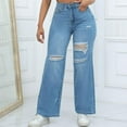 thumbnail image 2 of Endives Women's Jean Stylish Wide Leg Jeans With Holes, 2 of 8