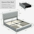 thumbnail image 2 of SIBEDS LED Bed Frame with 2 Storage Drawers Pockets and Soft Velvet Grey Tufted Headboard, Queen, 2 of 8
