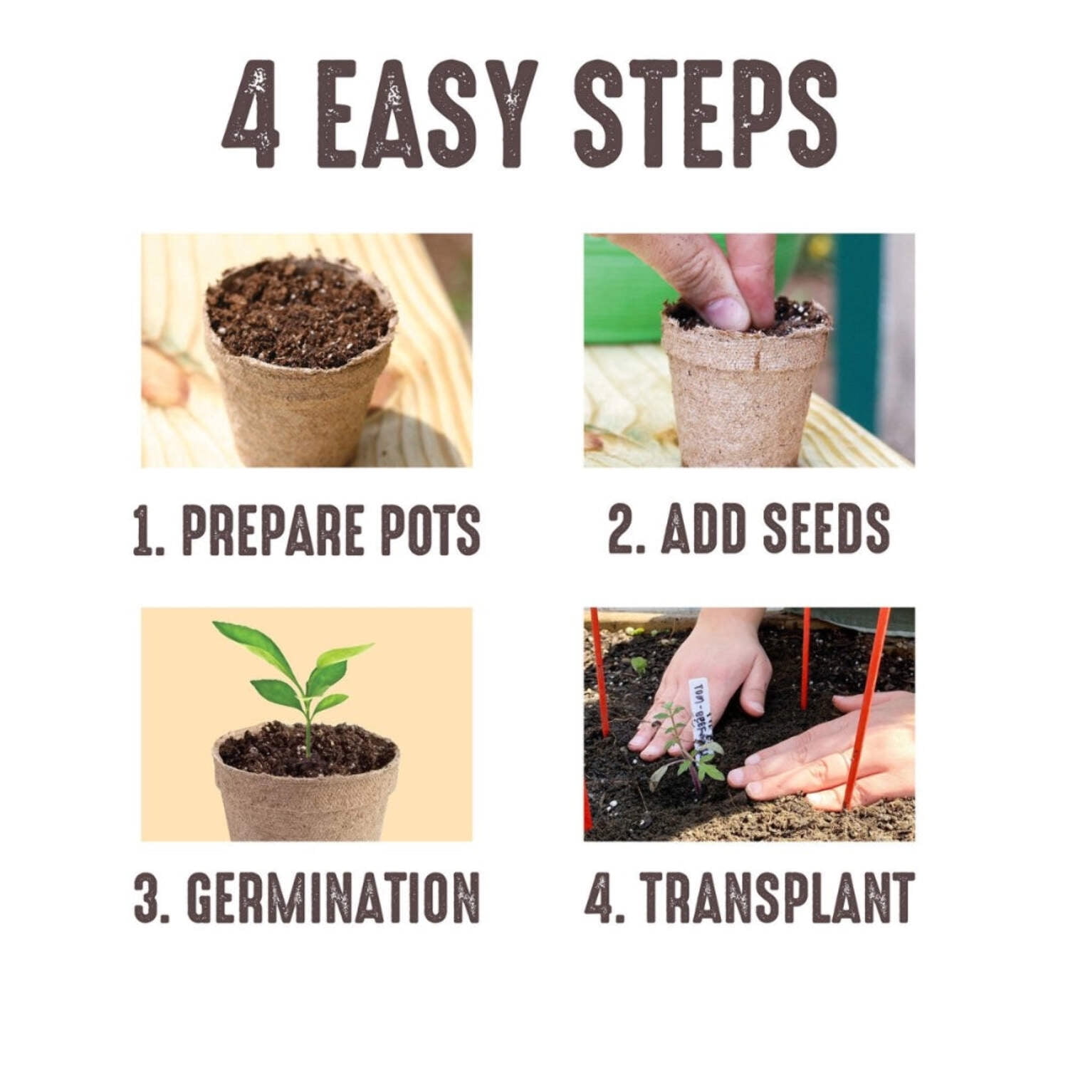 Jiffy Organic Seed Starting Biodegradable Peat Pots - Breathable - 100 Pack, 5 in Diameter