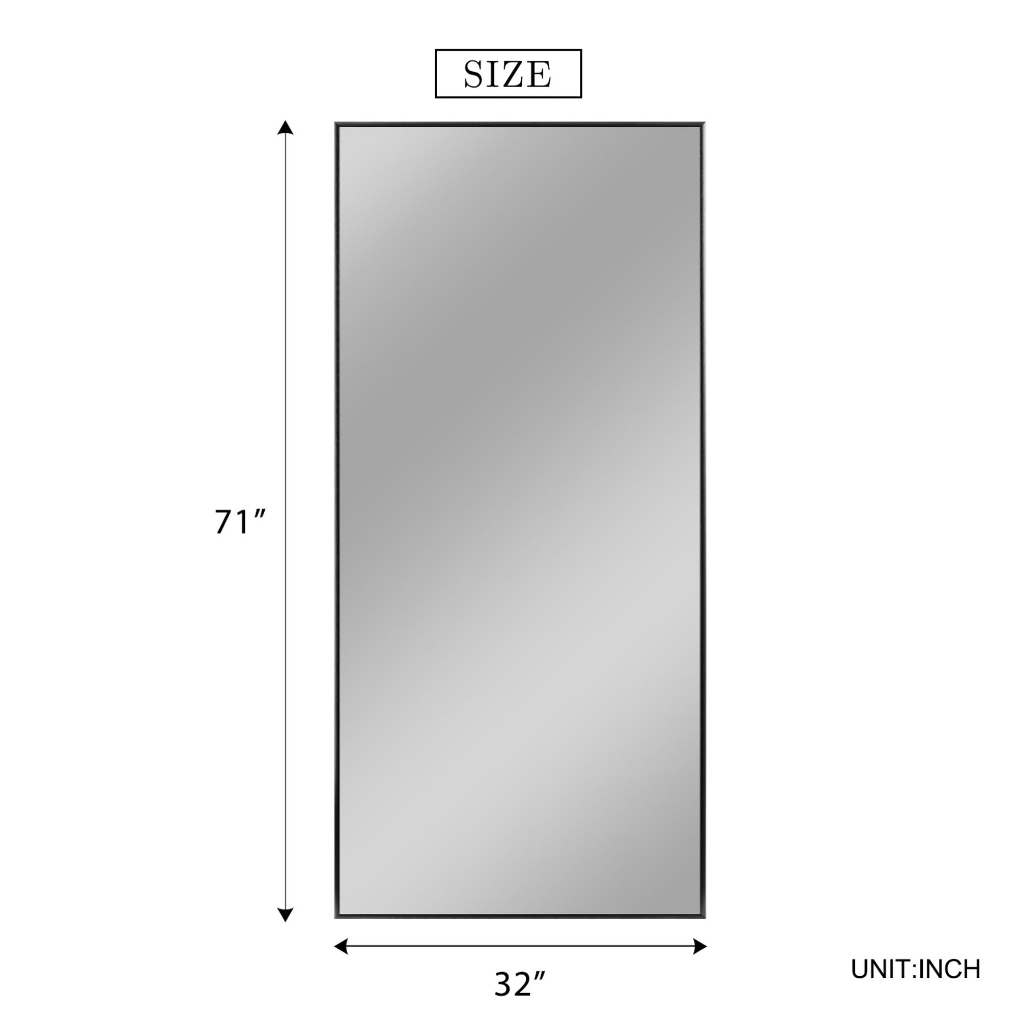 70 in x 30 in Black Modern Full Length Mirror