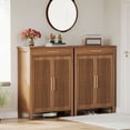 thumbnail image 4 of Tribesigns 5-Tier Shoe Cabinet with Louvered Doors & Drawer, 20 Pairs Freestanding Wooden Shoe Rack Storage Cabinet with Adjustable Shelves for Entryway, Hallway, Closet, Brown, 4 of 9