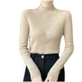 thumbnail image 2 of Buigttklop Womens Long Sleeve Shirts Turtleneck Ribbed Top Ruffles Mock Neck Basic Layering Tops, 2 of 6