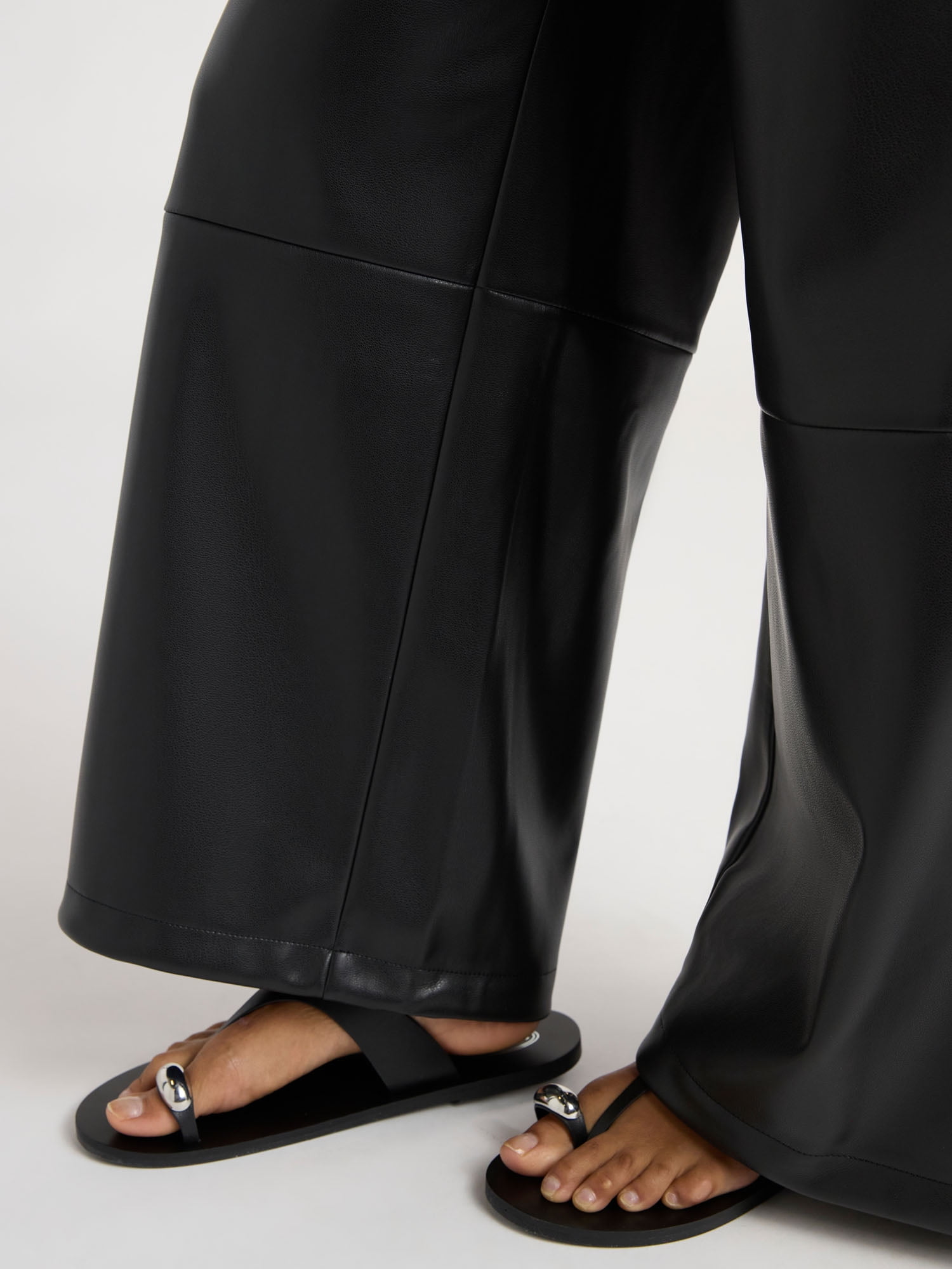Scoop Women's Faux Leather Wide Leg Parachute Pants with