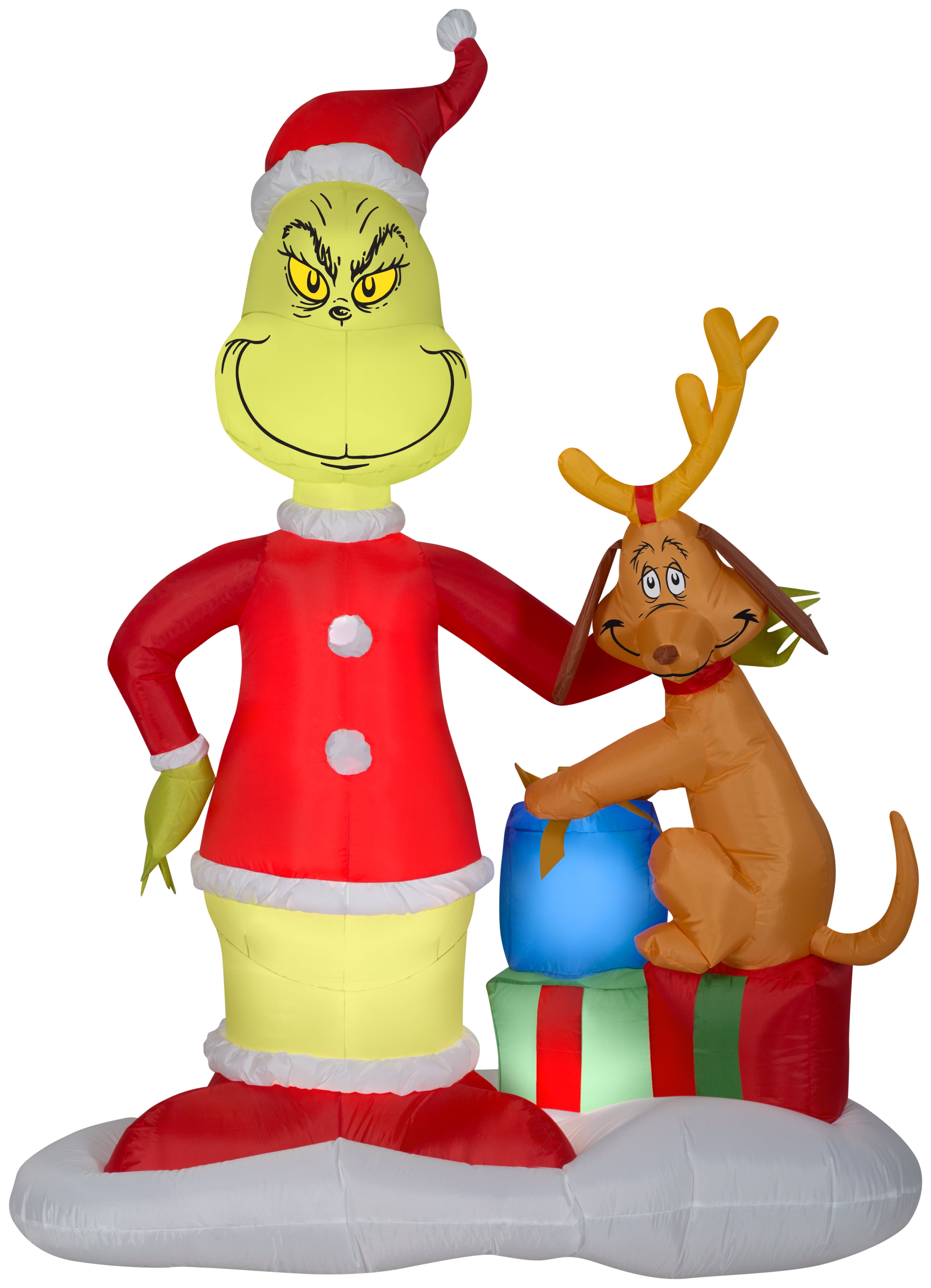 Gemmy Christmas Airblown Inflatable Grinch And Max W/Presents Scene Dr ...