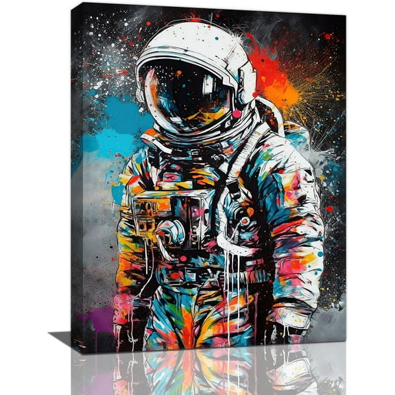 Aaheei Banksy Wall Art Graffiti Astronaut Pictures Wall Decor Space Themed Canvas Prints Artwork Paintings Poster for Home Bedroom Bathroom Kids Boys Girls Bedroom Office Living Room