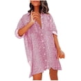 thumbnail image 2 of Fankiway Mode Femmes Été Impression Causale Bouton de Poche Revers à Manches Longues Robe Plus Robes de Taille pour les Femmes Courbes Robes de Printemps pour les Femmes 8518, 2 of 6